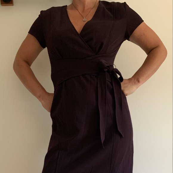 Ellen Tracy Purple Stretch Faux Wrap Dress - Picture 1 of 4